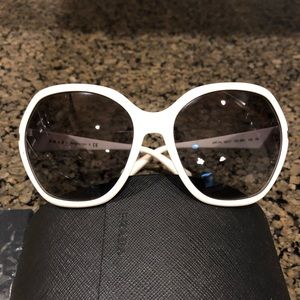 Prada White Oversized Oval Sunglasses